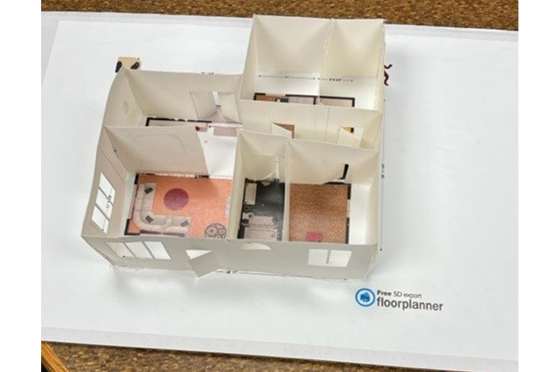 Paper model of a floor plan
