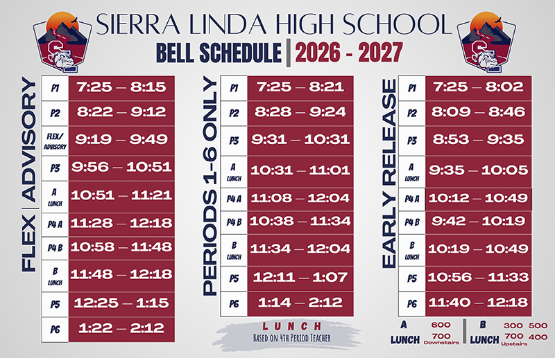 Sierra Linda High School Bell Schedule 2026-2027