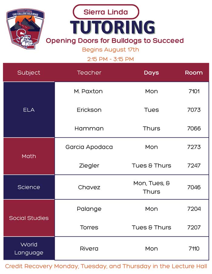 Title I tutoring flyer